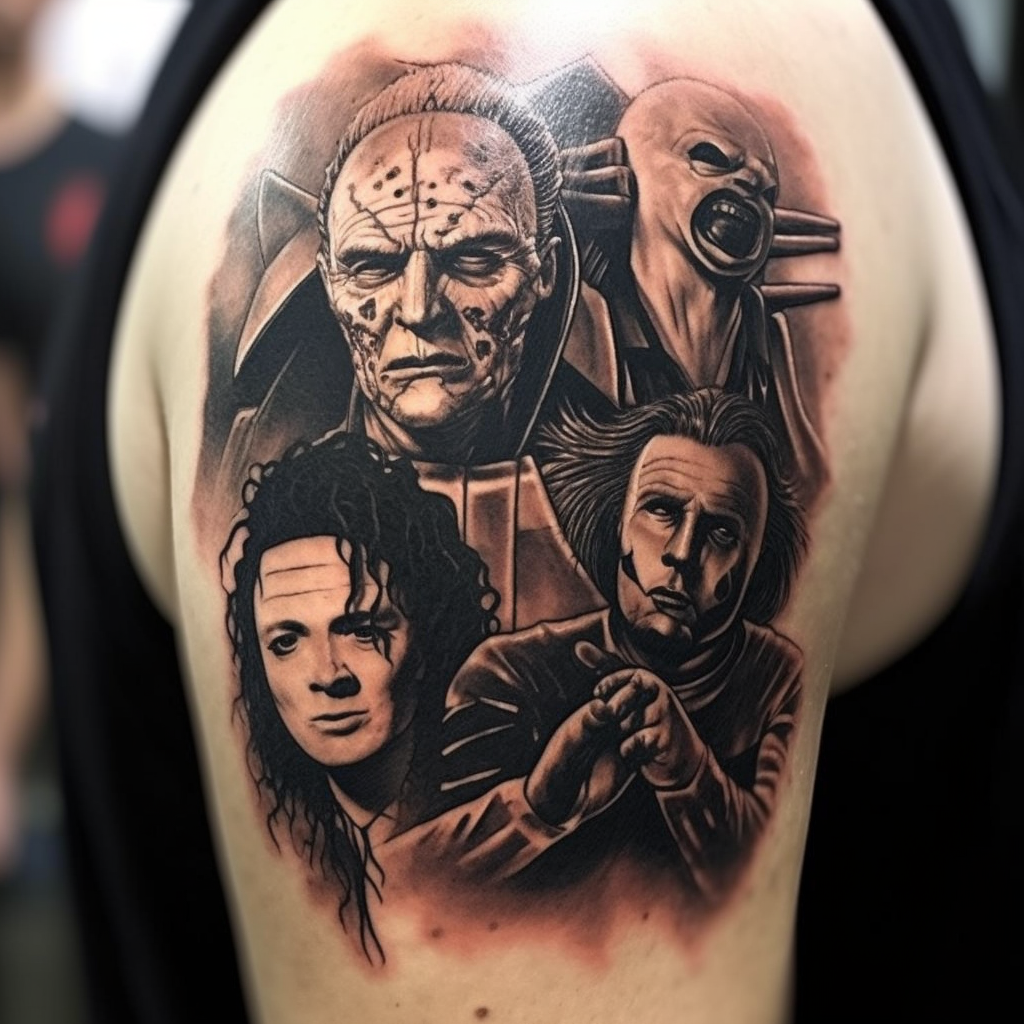 Michael Myers tattoo | Black and grey tattoos, Michael myers tattoo, Leg  sleeve tattoo